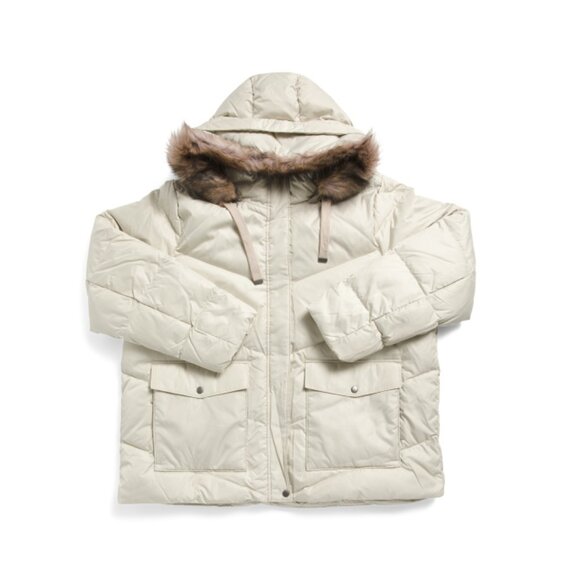 EDDIE BAUER Ecru Plus Hooded Lodge Cascadian Down Coat - Picture 1 of 2